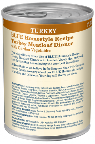 Blue Buffalo Homestyle Recipe Turkey Meatloaf Dinner With Carrots And Sweet Potatoes Canned Dog Food