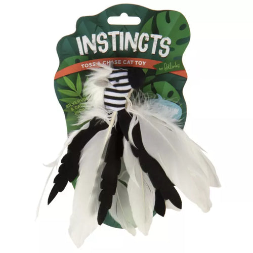 Petlinks® Instincts Zingy Zebra™ Feathered Toss and Chase Cat Toy with HappyNip™ Silvervine & Catnip