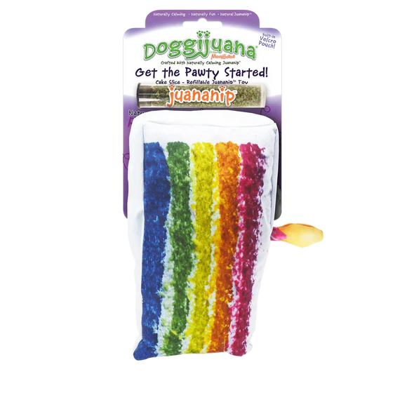 Doggijuana Get the Pawty Started Refillable Cake Slice Dog Toy